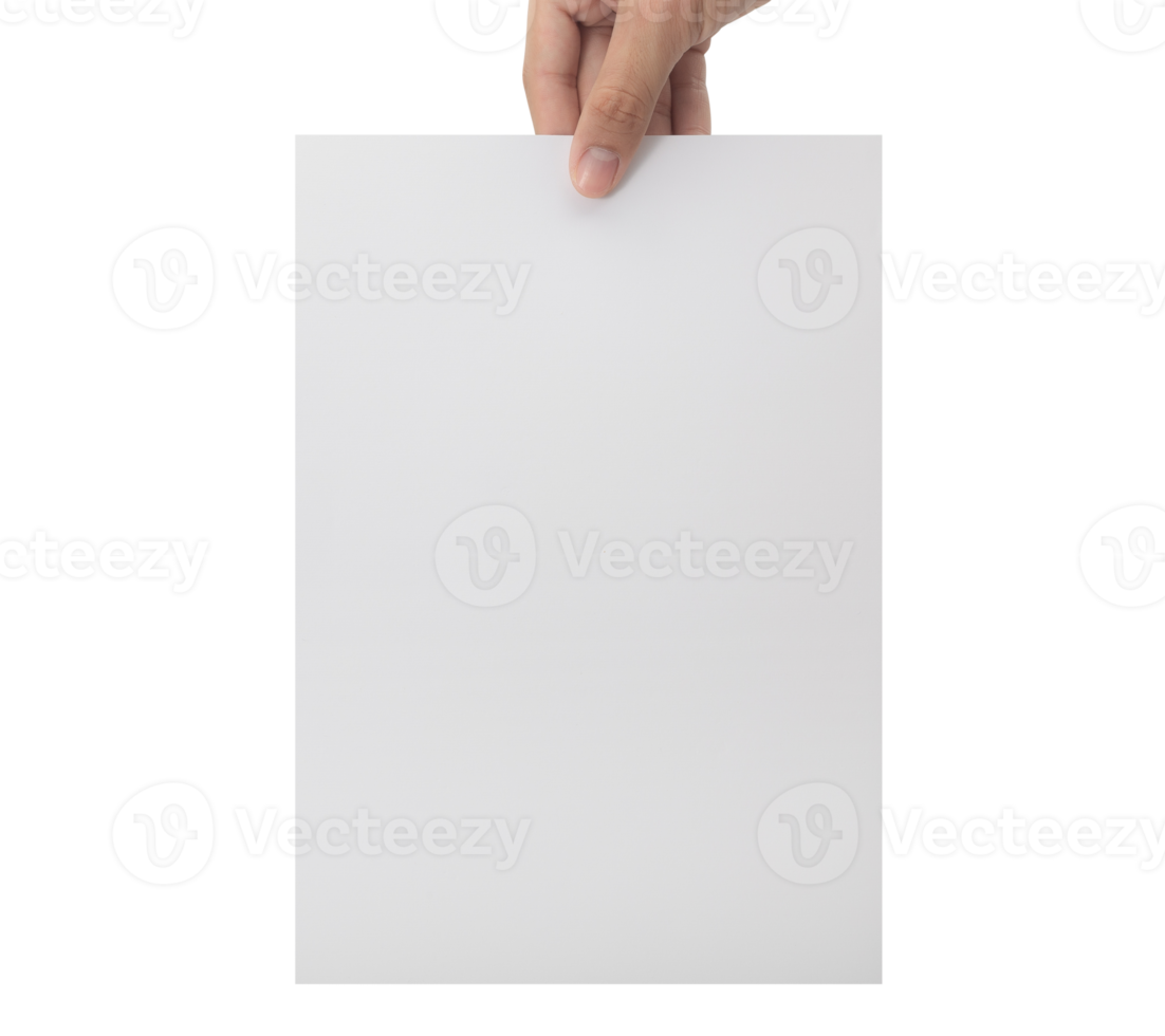 Hand holding blank paper, Greeting card mockup png