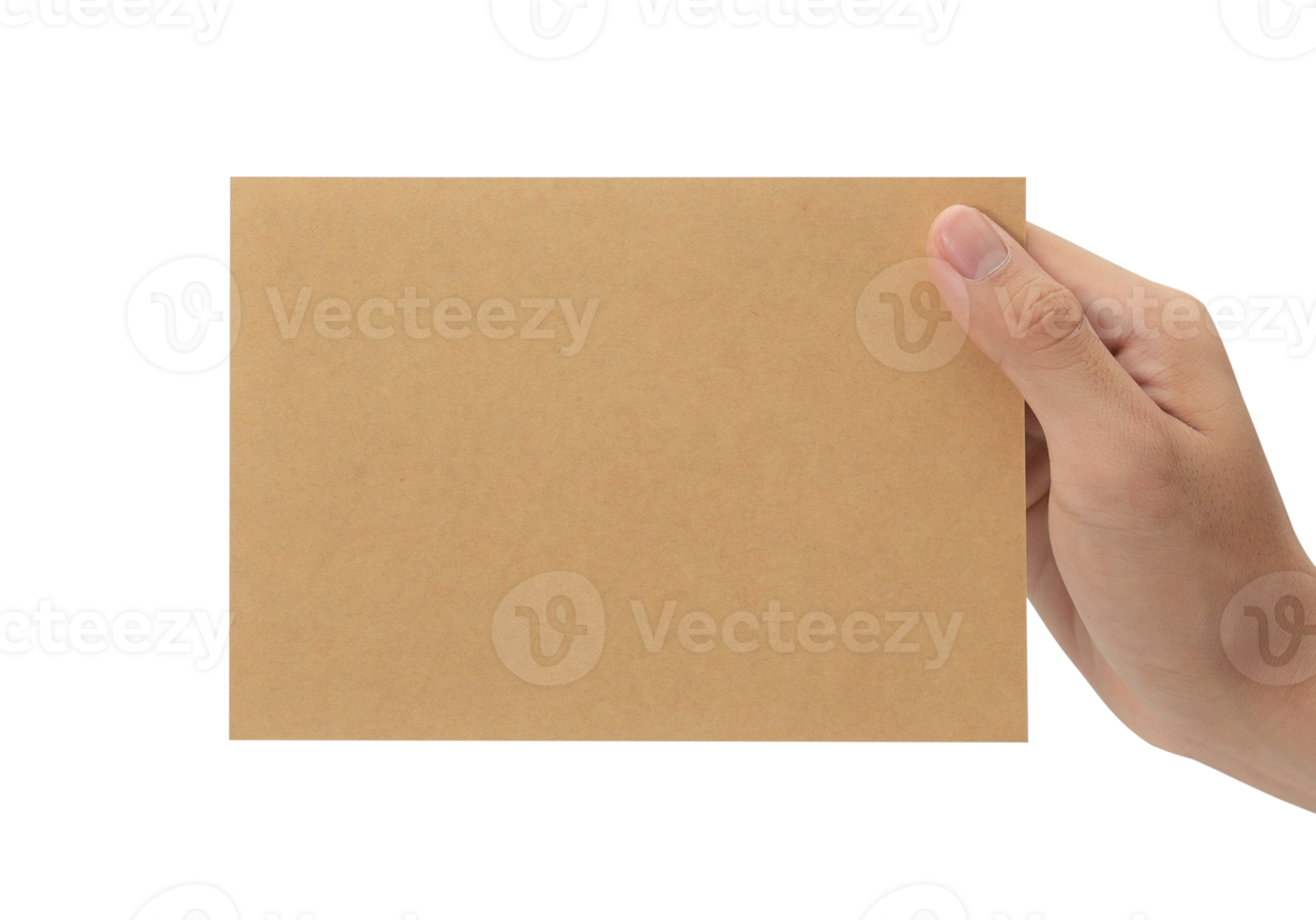 Hand holding blank cardboard paper, Greeting card mockup png