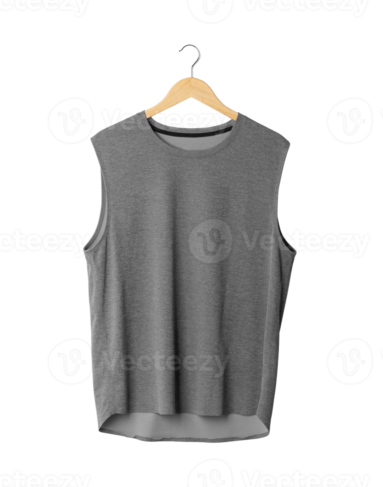 Gray sport Tank top mockup hanging, Png file