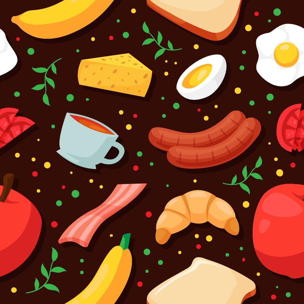 Breakfast Food Seamless Pattern vector