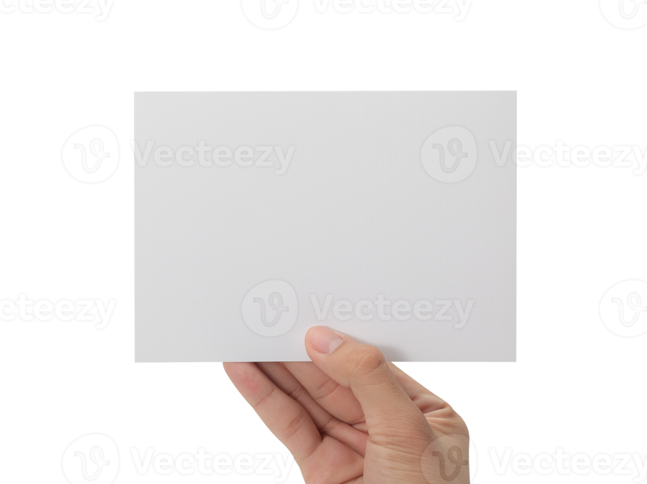 Hand holding blank paper, Greeting card mockup png