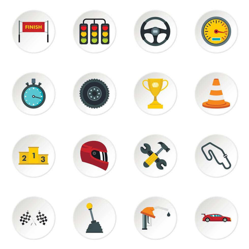 Racing speed set flat icons vector