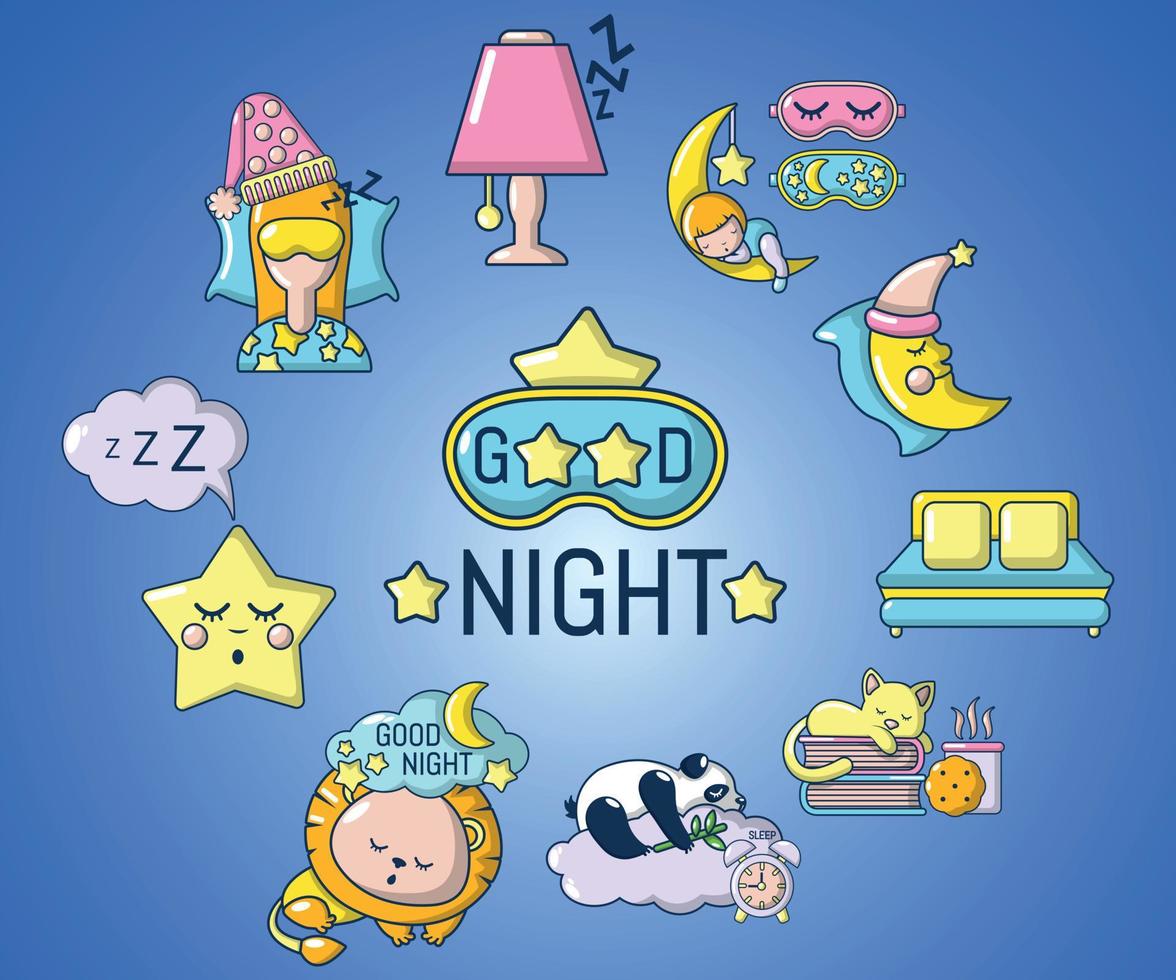 banner de concepto de buenas noches, estilo de dibujos animados vector
