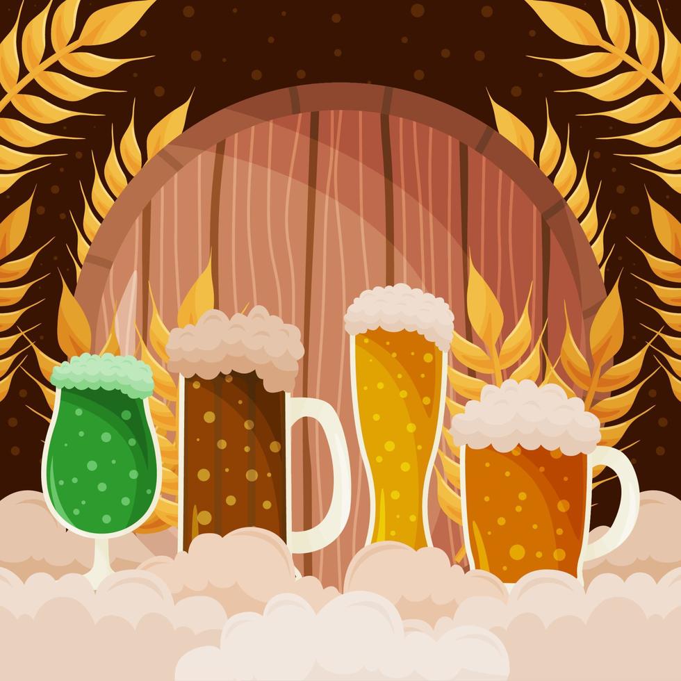 Beer Day Doodle Hand Drawn Elements Concept vector