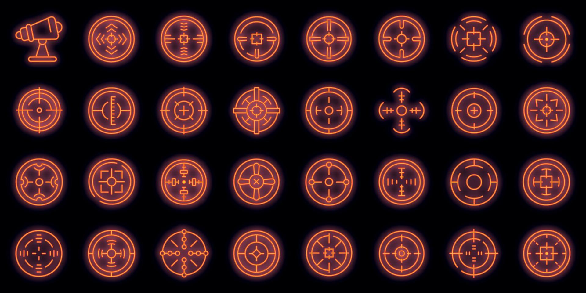 Telescopic sight icons set vector neon