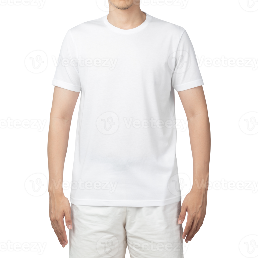 uomo in mockup di t-shirt bianca png