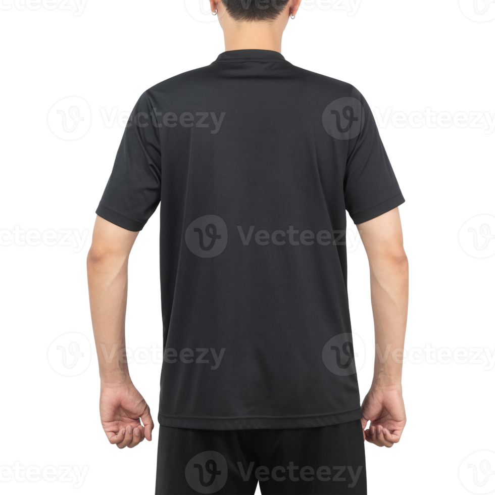 homme en maquette de t-shirt de sport noir, modèle de conception png