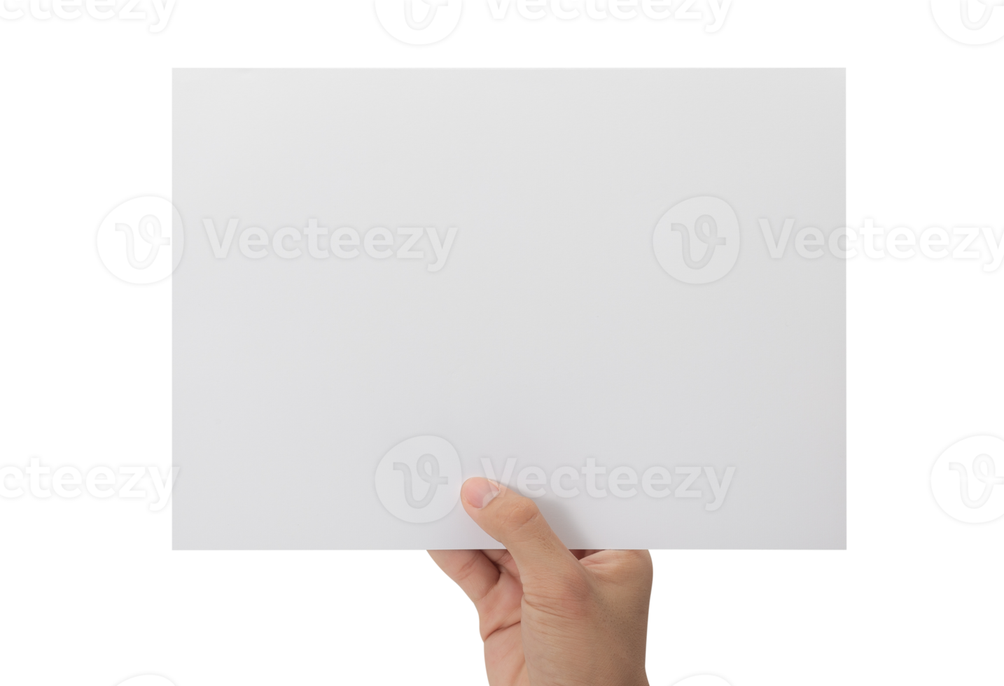 Hand holding blank paper, Greeting card mockup png