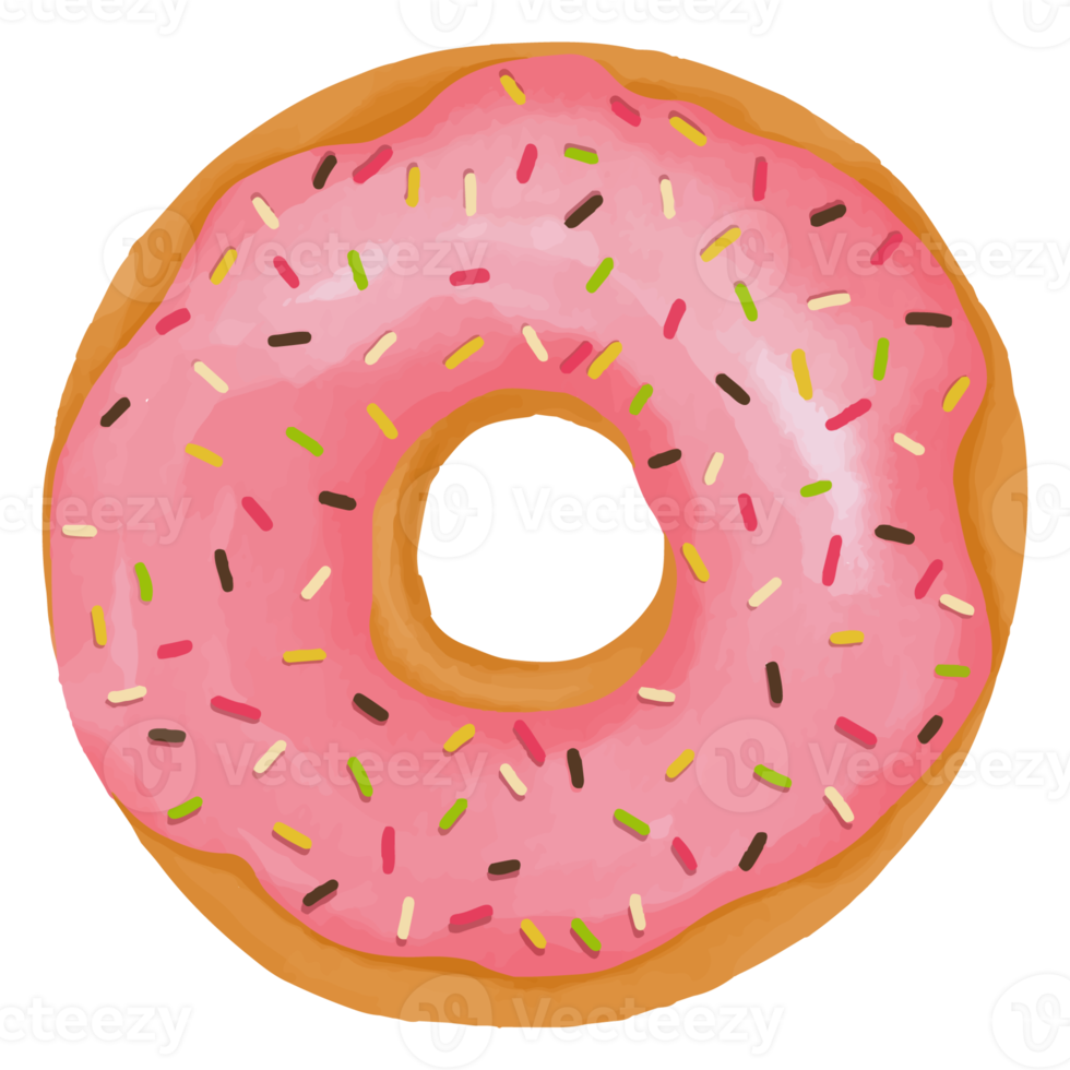 Watercolor Doughnut, Hand painted sweet clipart png