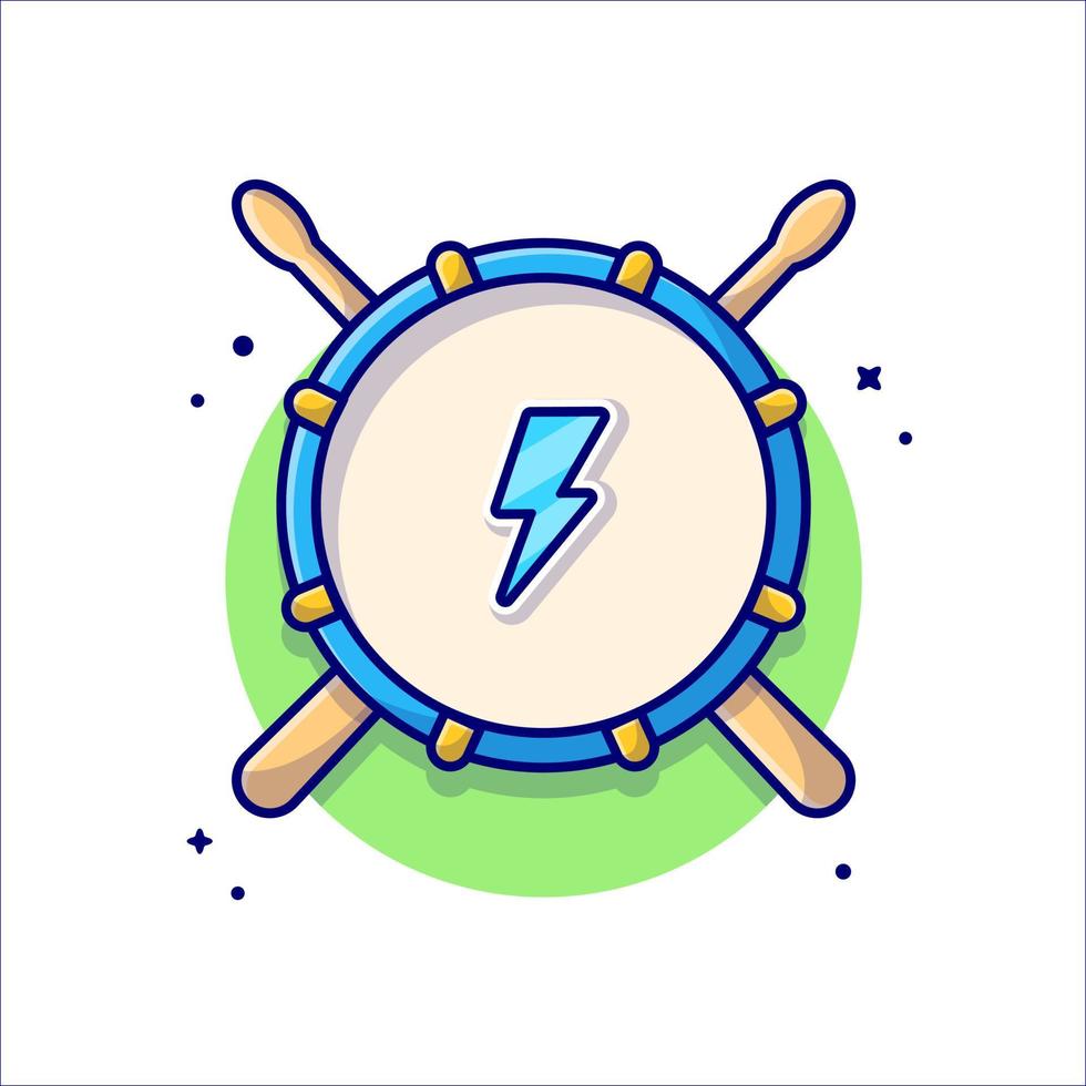 Drum Snare Icon with Drum Sticks Music Cartoon Vector Icon  Illustration. Art Object Icon Concept Isolated Premium  Vector. Flat Cartoon Style