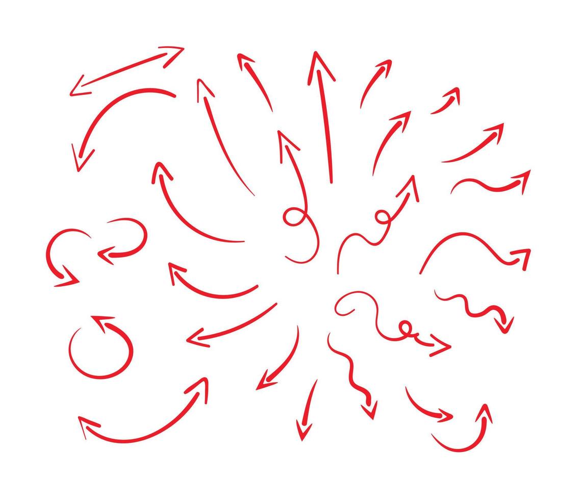 set of arrows drawn by hand. A sketch of different arrows. vector