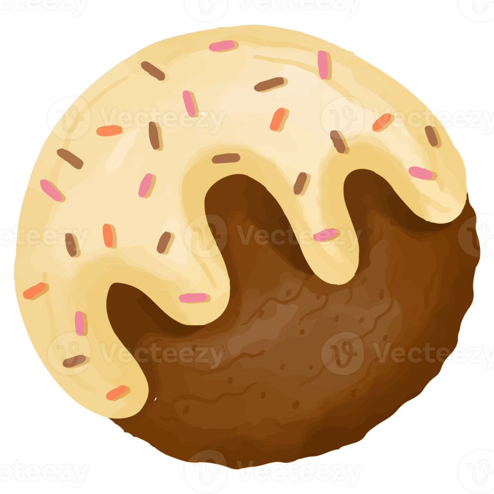 Watercolor Doughnut Ball, Hand painted sweet clipart png