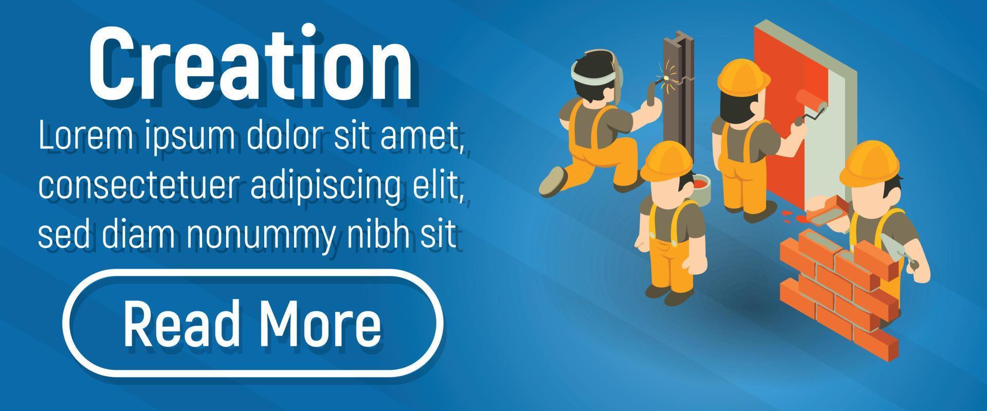 Creation concept banner, isometric style vector