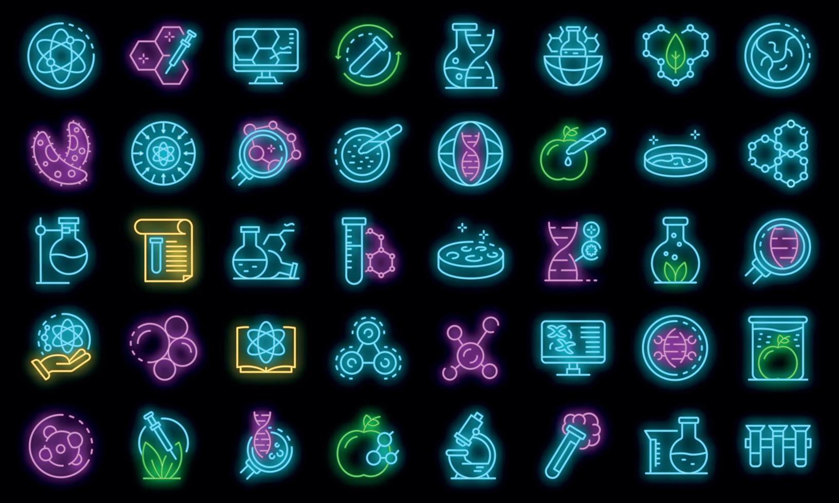 Bioengineer icons set vector neon