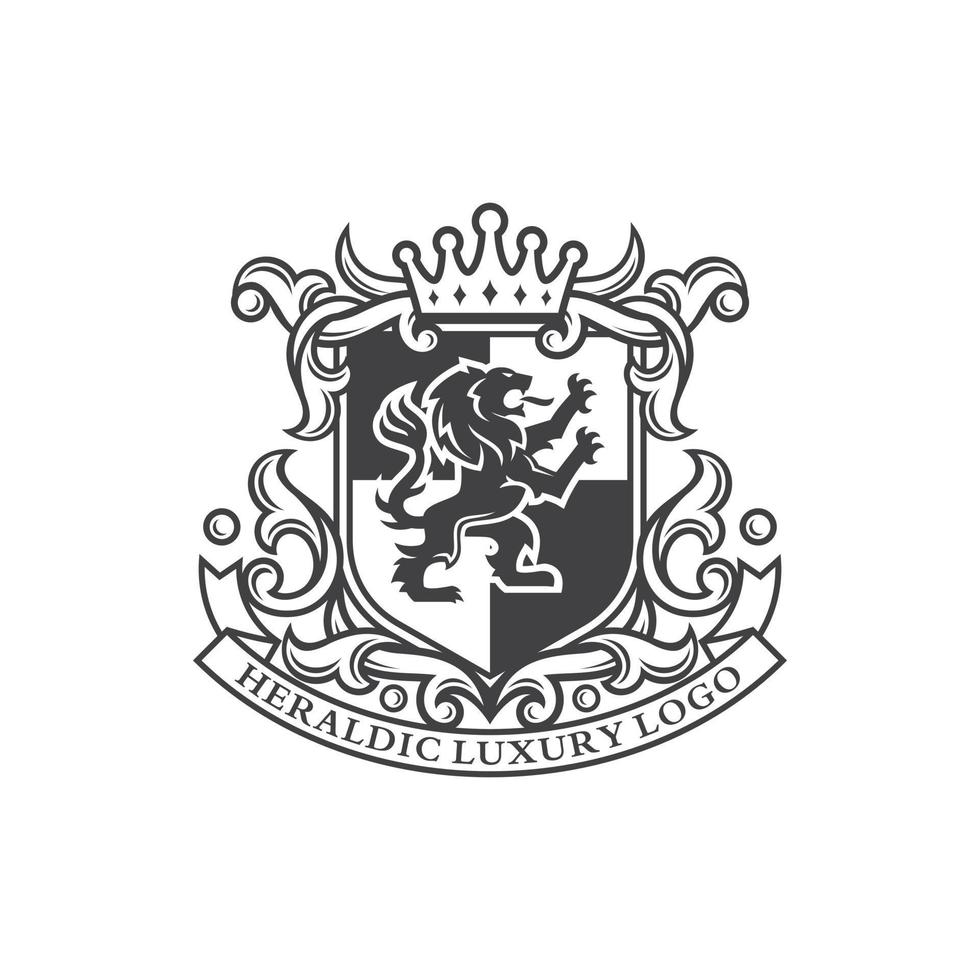 plantilla de vector de logotipo de heráldica de león real