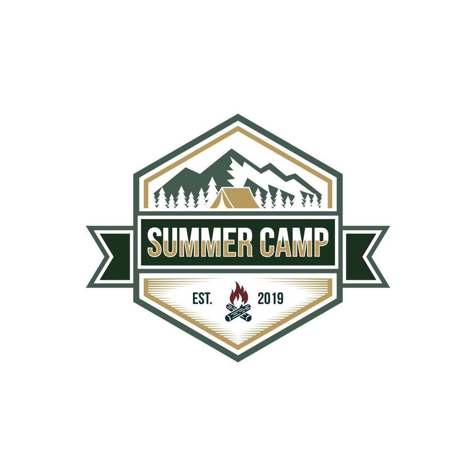 Summer Camp Badge Logo Vector Template