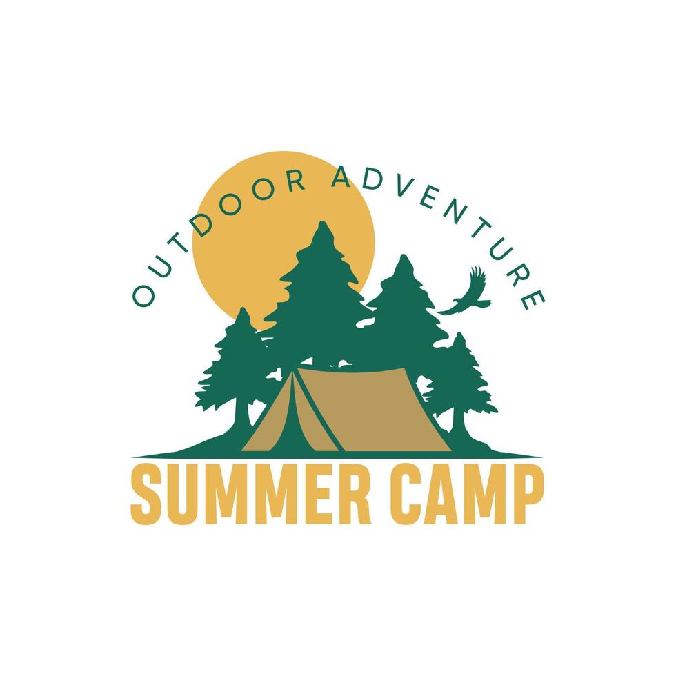 Summer Camp Badge Logo Vector Template