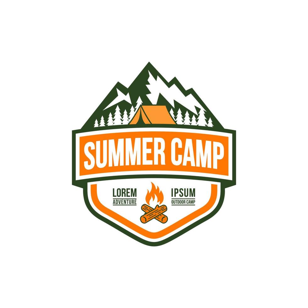 Summer Camp Badge Logo Vector Template