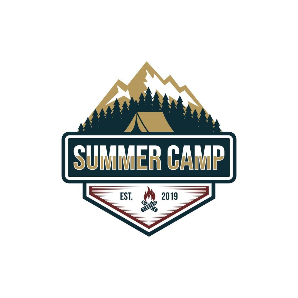 Summer Camp Badge Logo Vector Template