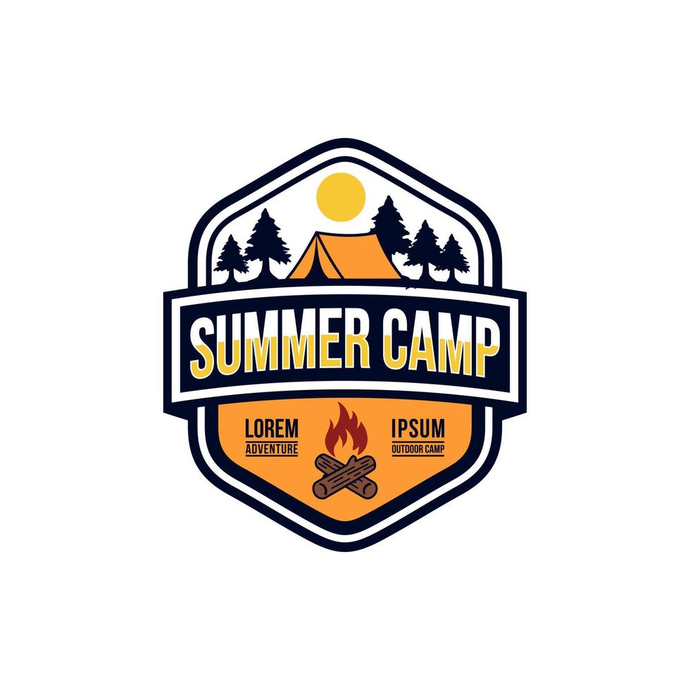 Summer Camp Badge Logo Vector Template