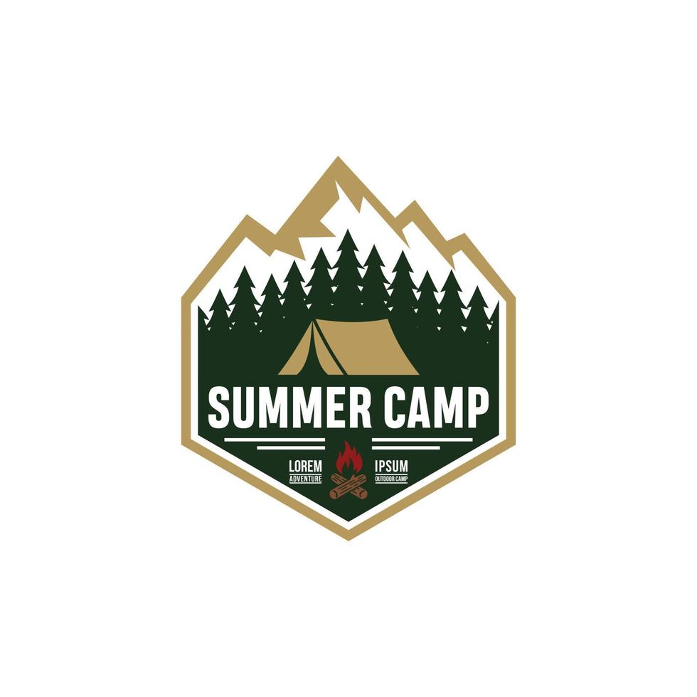 Summer Camp Badge Logo Vector Template