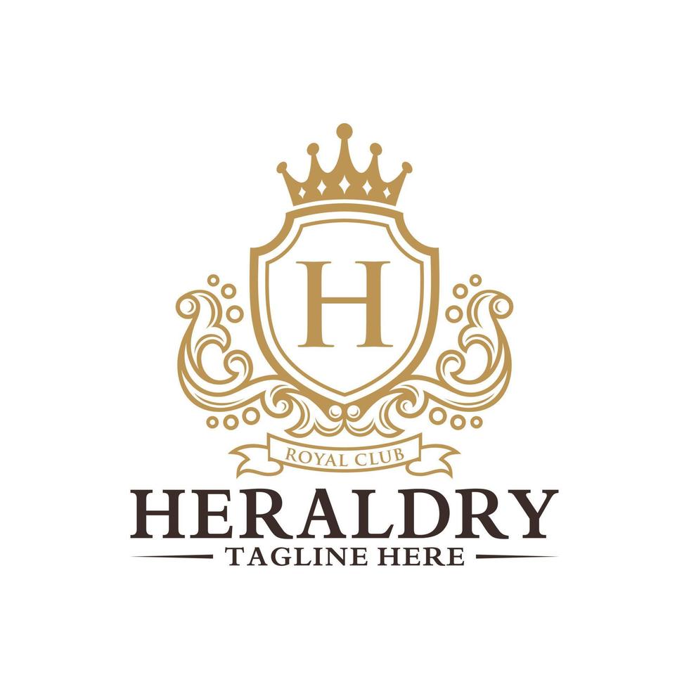 plantilla de vector de logotipo de heráldica de león real