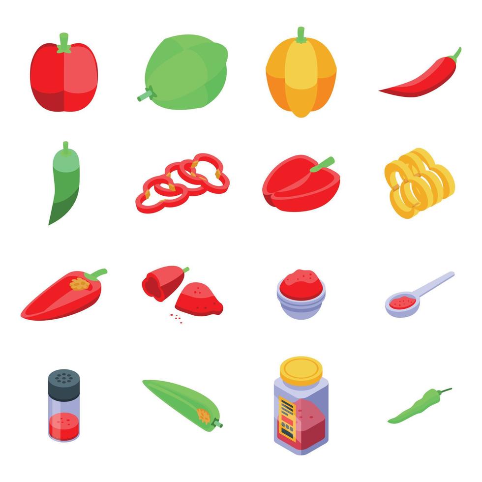 Paprica icons set, isometric style vector