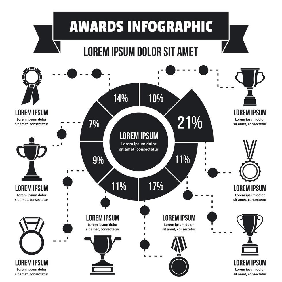 premios concepto infográfico, estilo simple vector