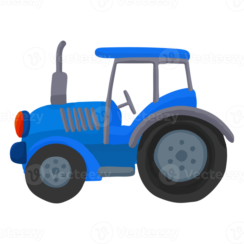 Watercolor Tractor, Hand painted farm clipart png