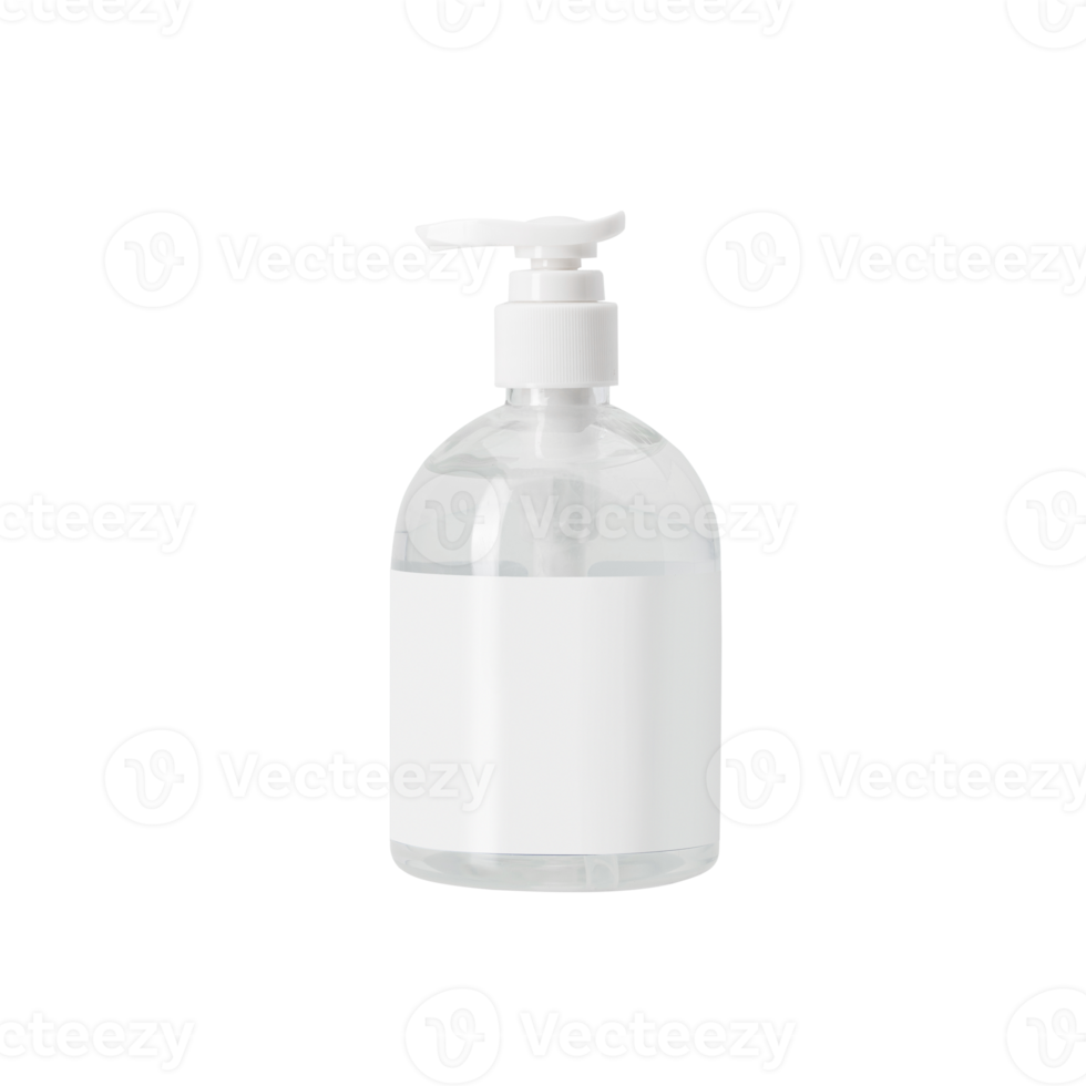 Hand sanitizer in a clear pump bottle mockup, Png file