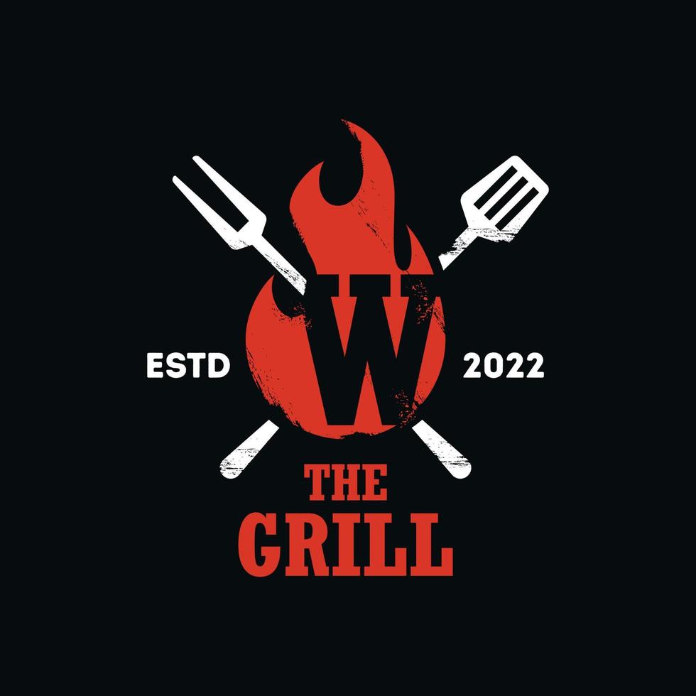 Grill Fire Alphabet W Logo vector