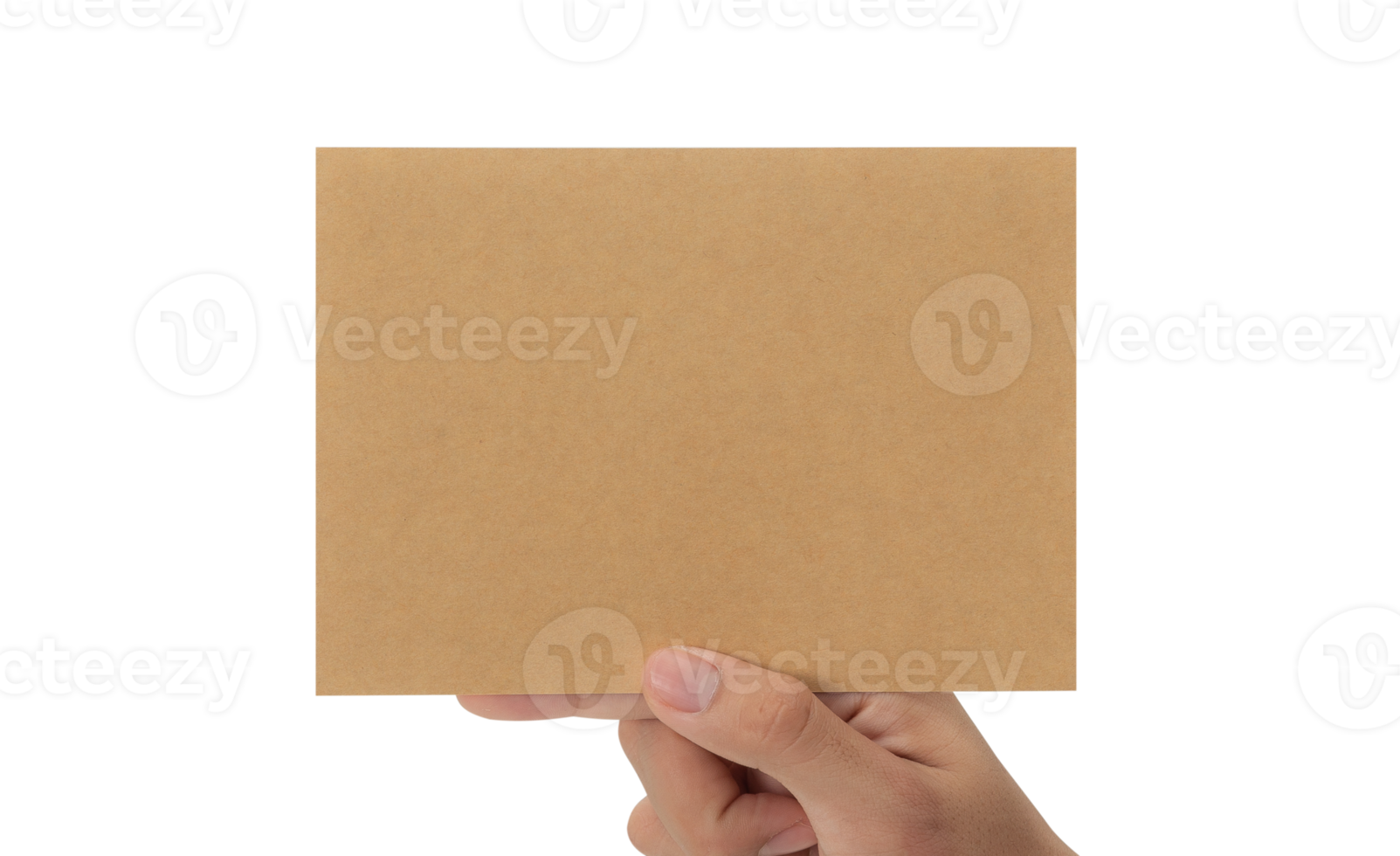 Hand holding blank cardboard paper, Greeting card mockup png