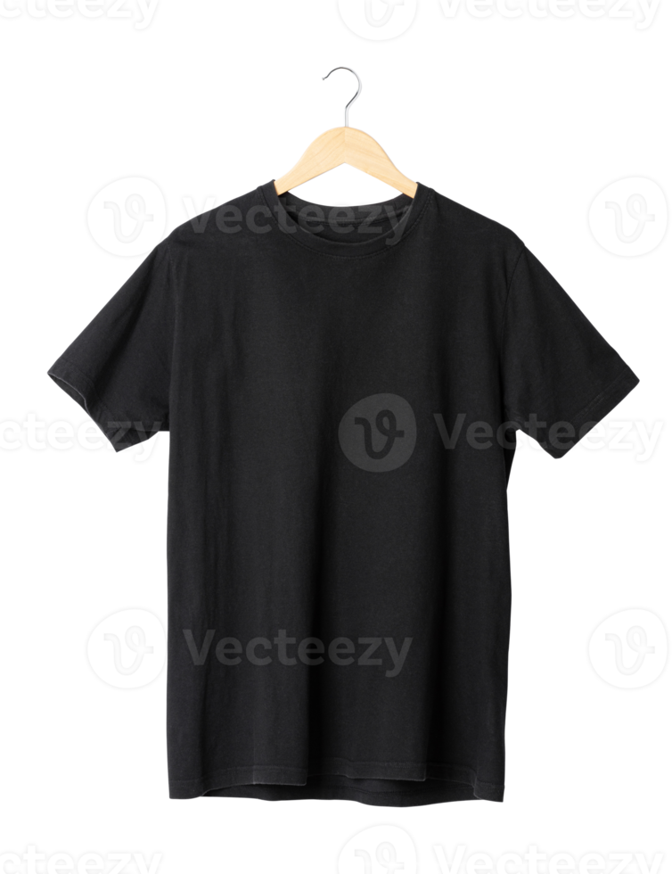 Black T shirt mockup hanging, Png file