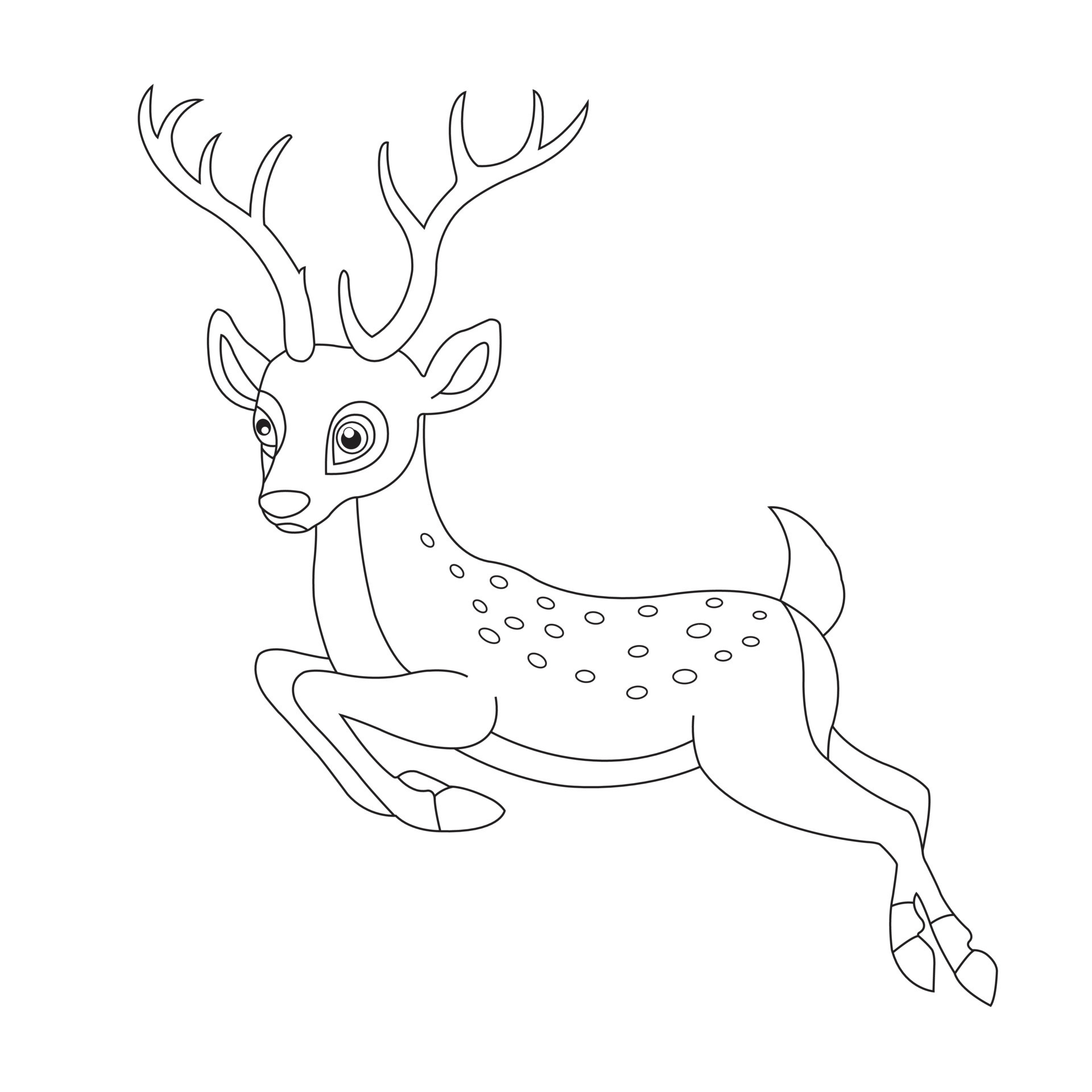 Cute Deer Coloring Page for Kids Animal Outline Reindeer Coloring Book