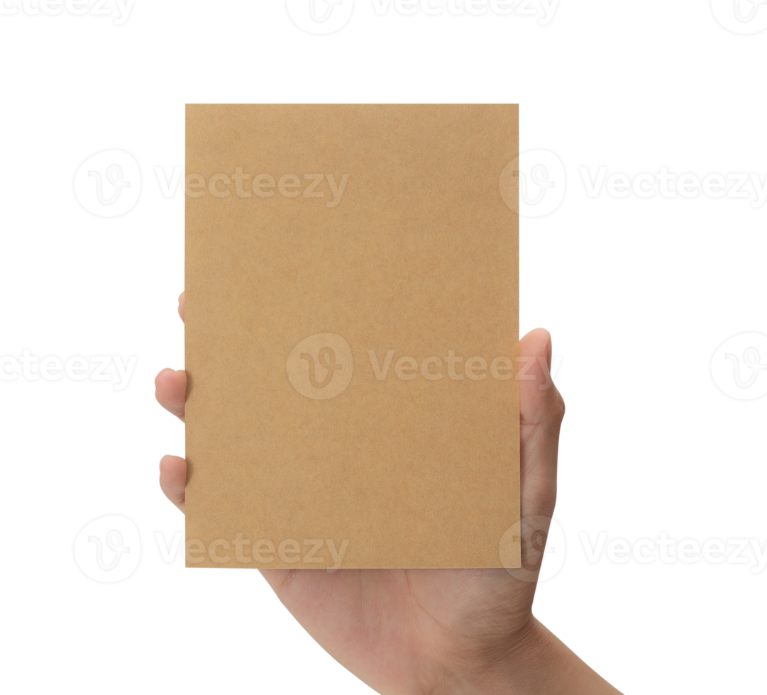 Hand holding blank cardboard paper, Greeting card mockup png