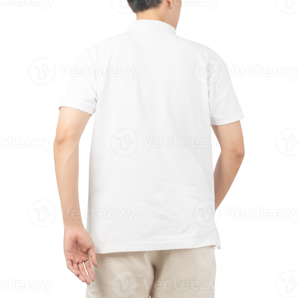 Man in white Polo t-shirt mockup, Design template png