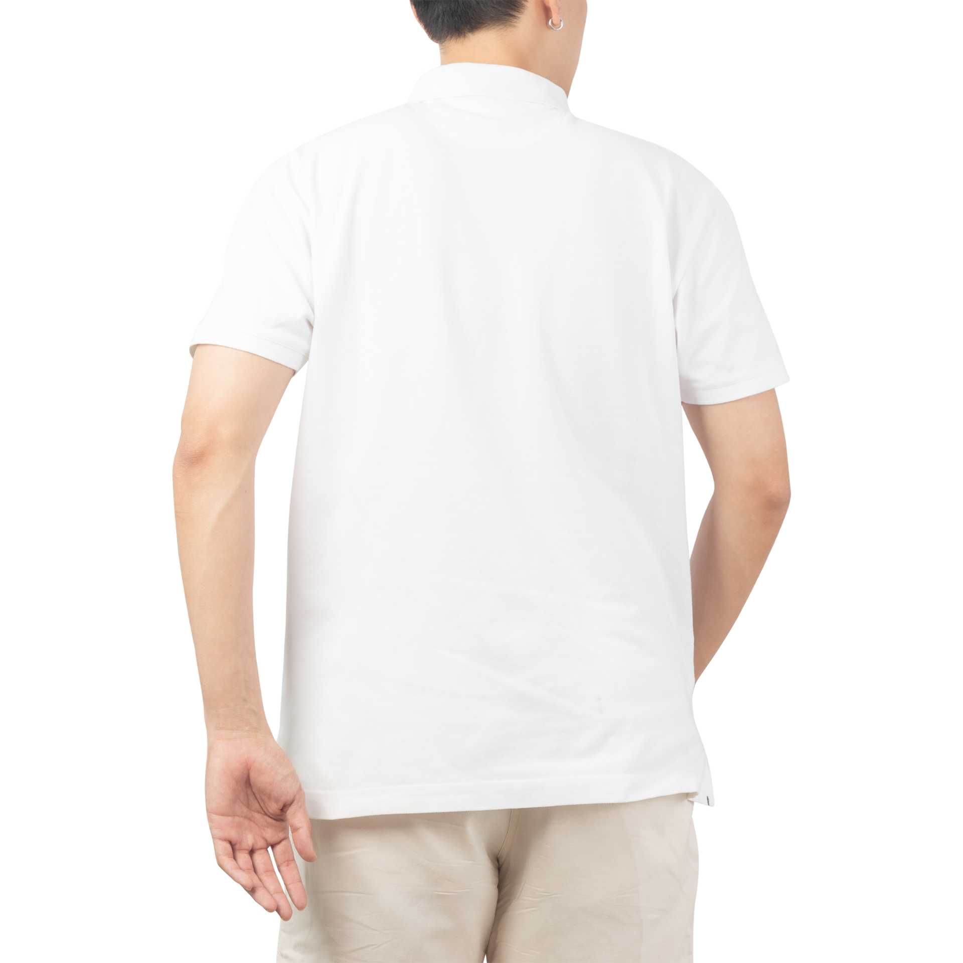 Man in white Polo t-shirt mockup, Design template 8520231 PNG