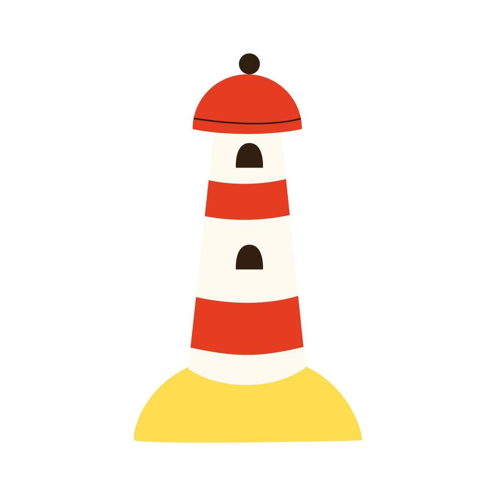 Vector illustration of hand drawn lighthouse on white background.