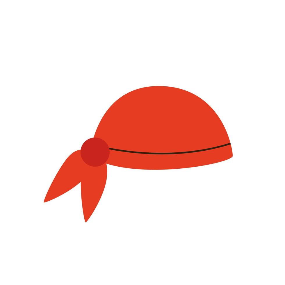 Vector illustration of hand drawn red bandana on white background.