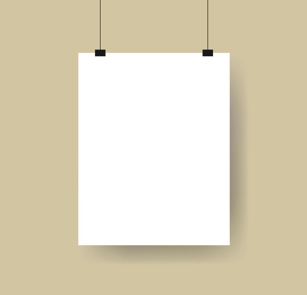Blank Hanging Mockup Template Realistic A3 A4 Poster Banner Announcement Display Flyer Backdrop Product Presentation Exhibition Showcase Promotion vector