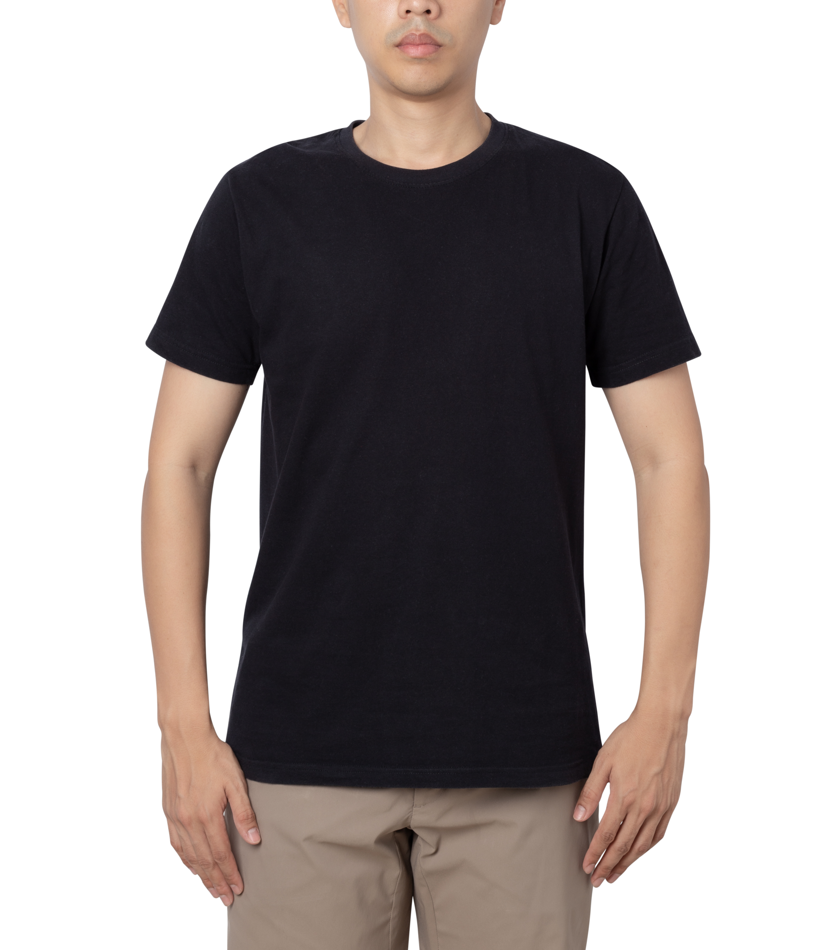 plain black t-shirt mockup template, with male model, front and back view,  isolated on transparent background. generative ai 26537507 PNG