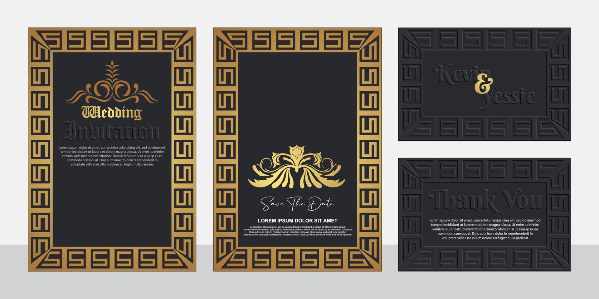 Vintage framed wedding invitation card design with ornaments. vector
