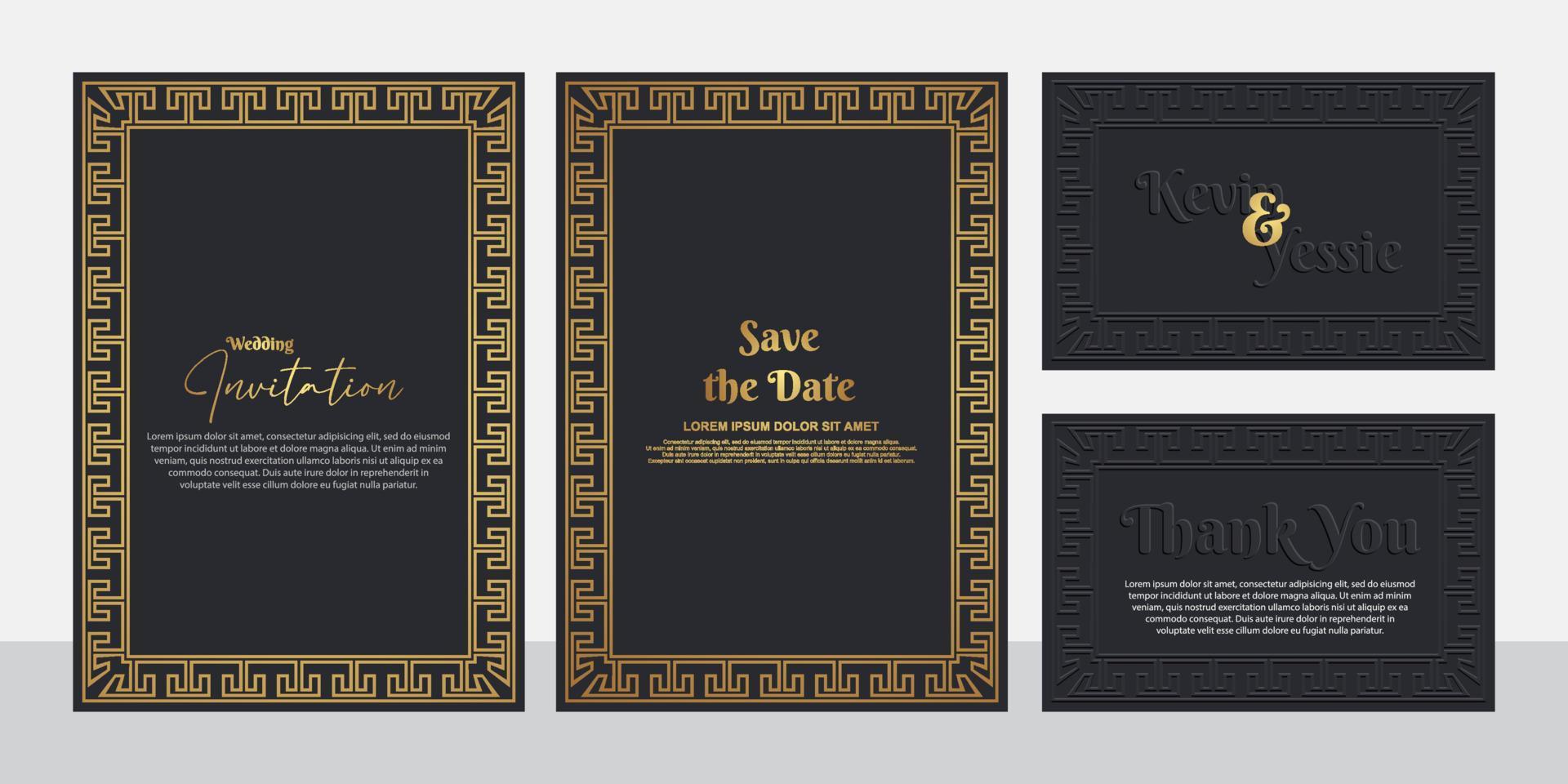 Vintage framed wedding invitation card design with ornaments. vector