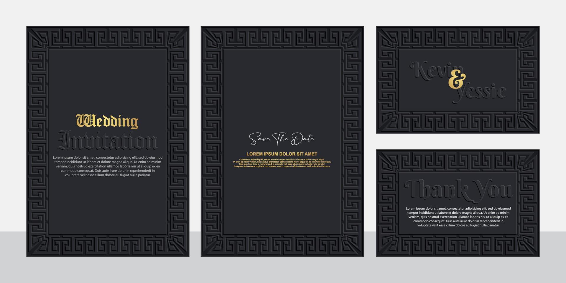 Vintage framed wedding invitation card design with ornaments. vector