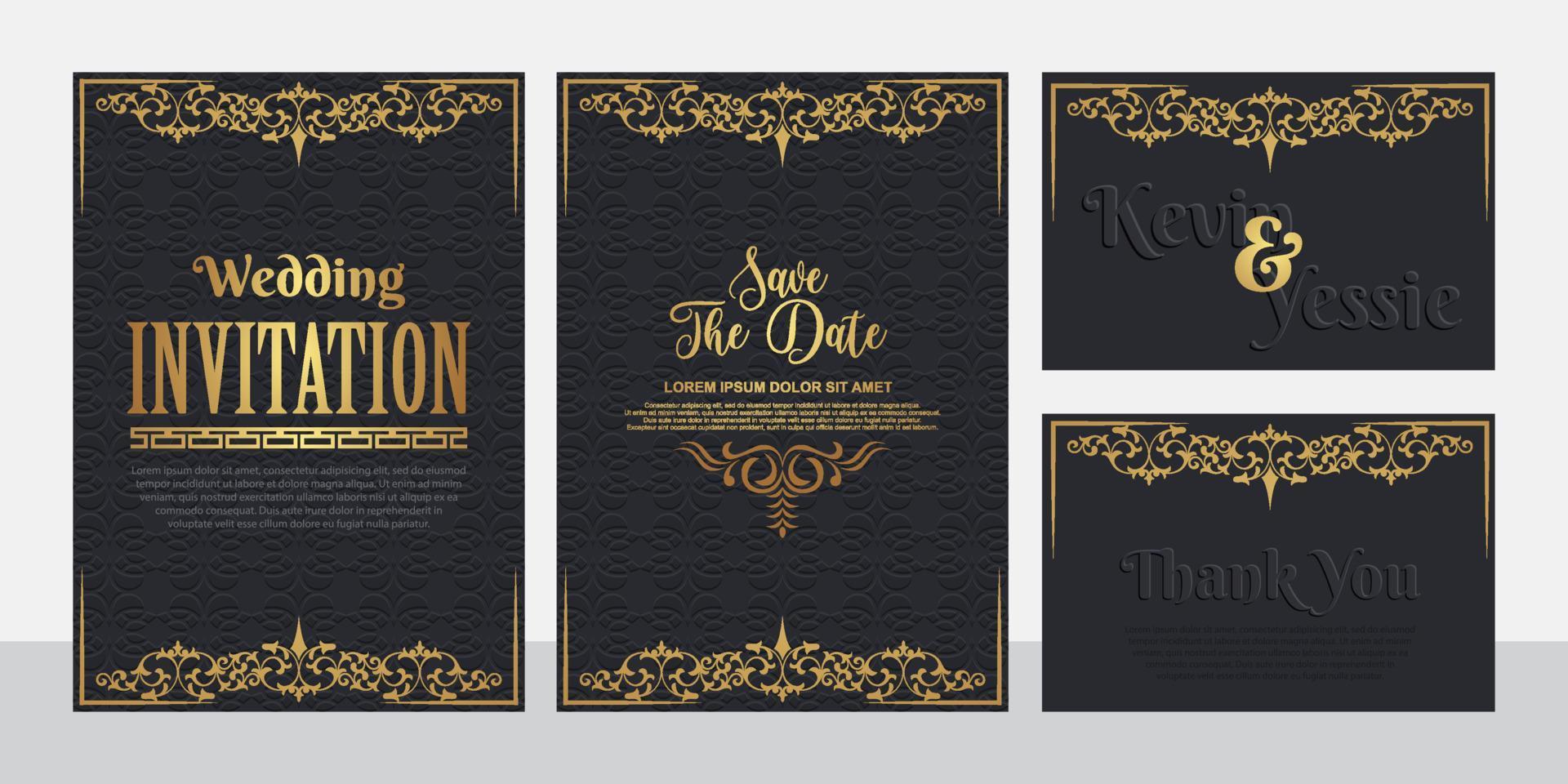 Vintage framed wedding invitation card design with ornaments. vector