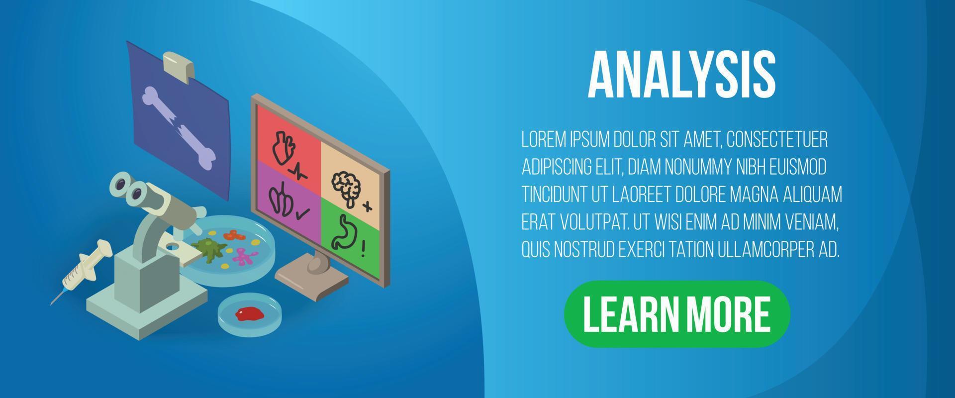 Analysis concept banner, isometric style vector