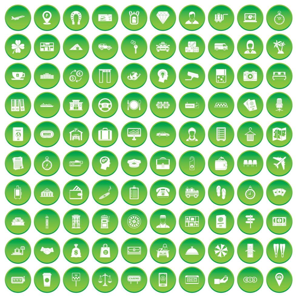 100 iconos de pago de dinero establecer círculo verde vector