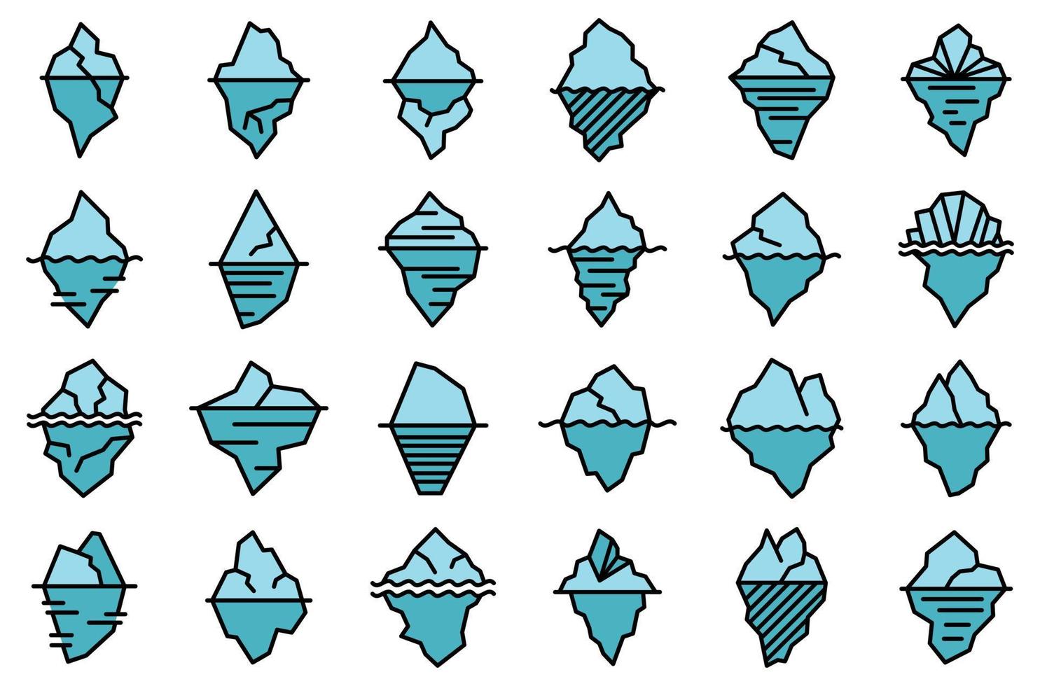 Iceberg icons set vector flat