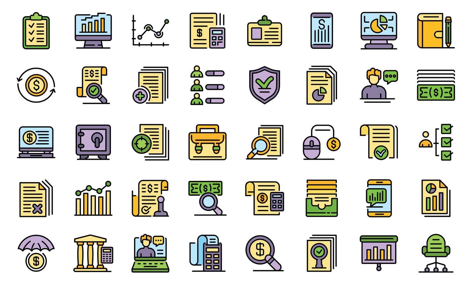 Audit icons set vector flat