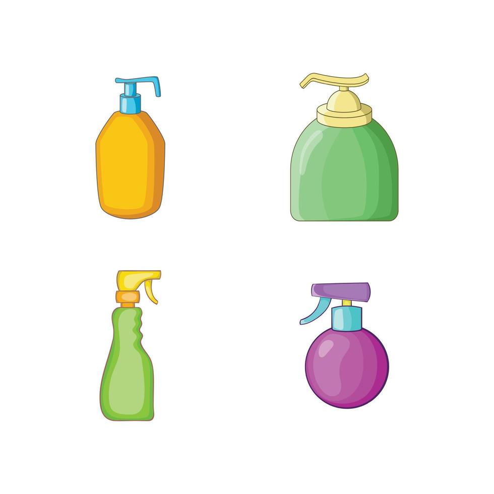 Dispenser icon set, cartoon style vector